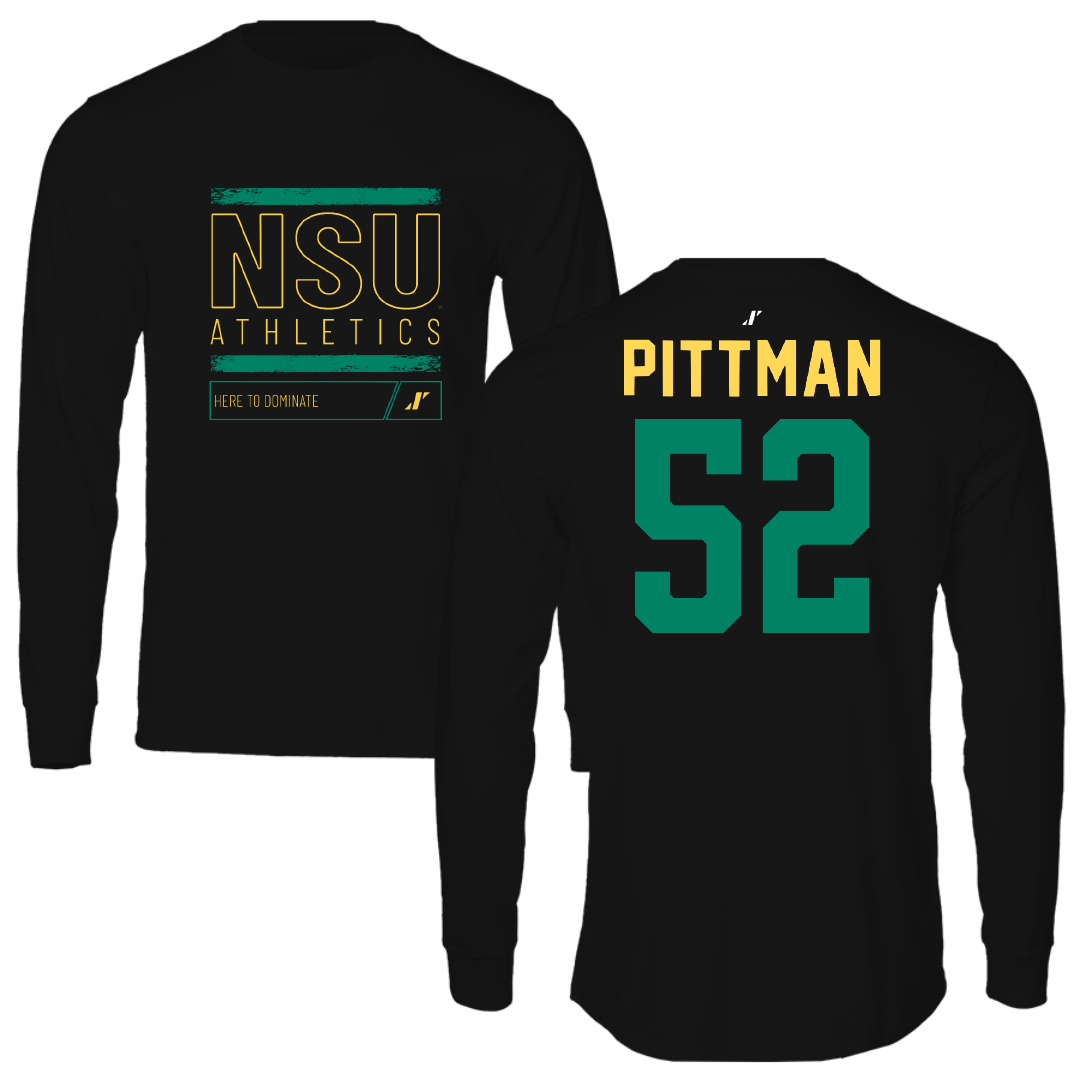 Norfolk State University Football Black Dominate Performance Long Sleeve - #52 Austin Pittman