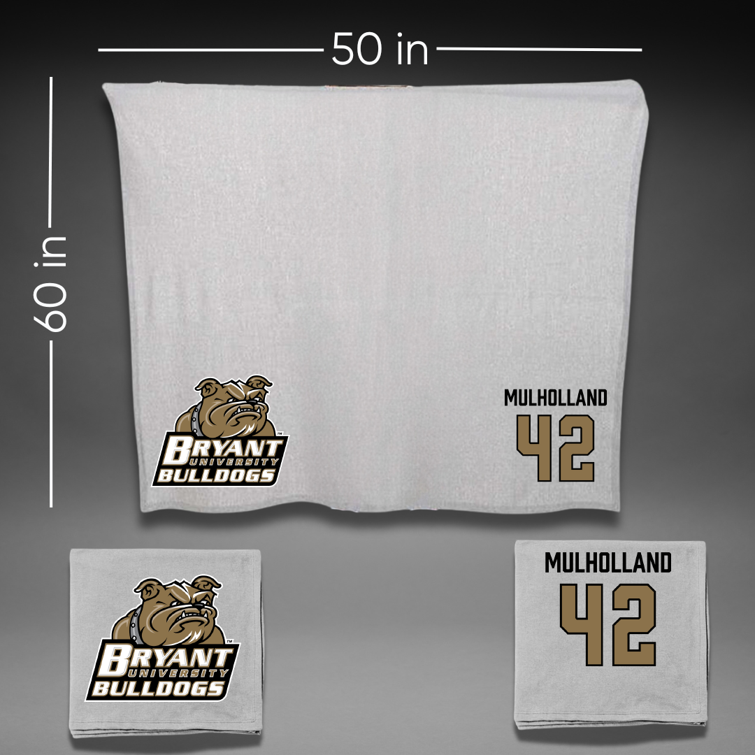 Bryant University Baseball Gray Blanket - #42 Billy Mulholland