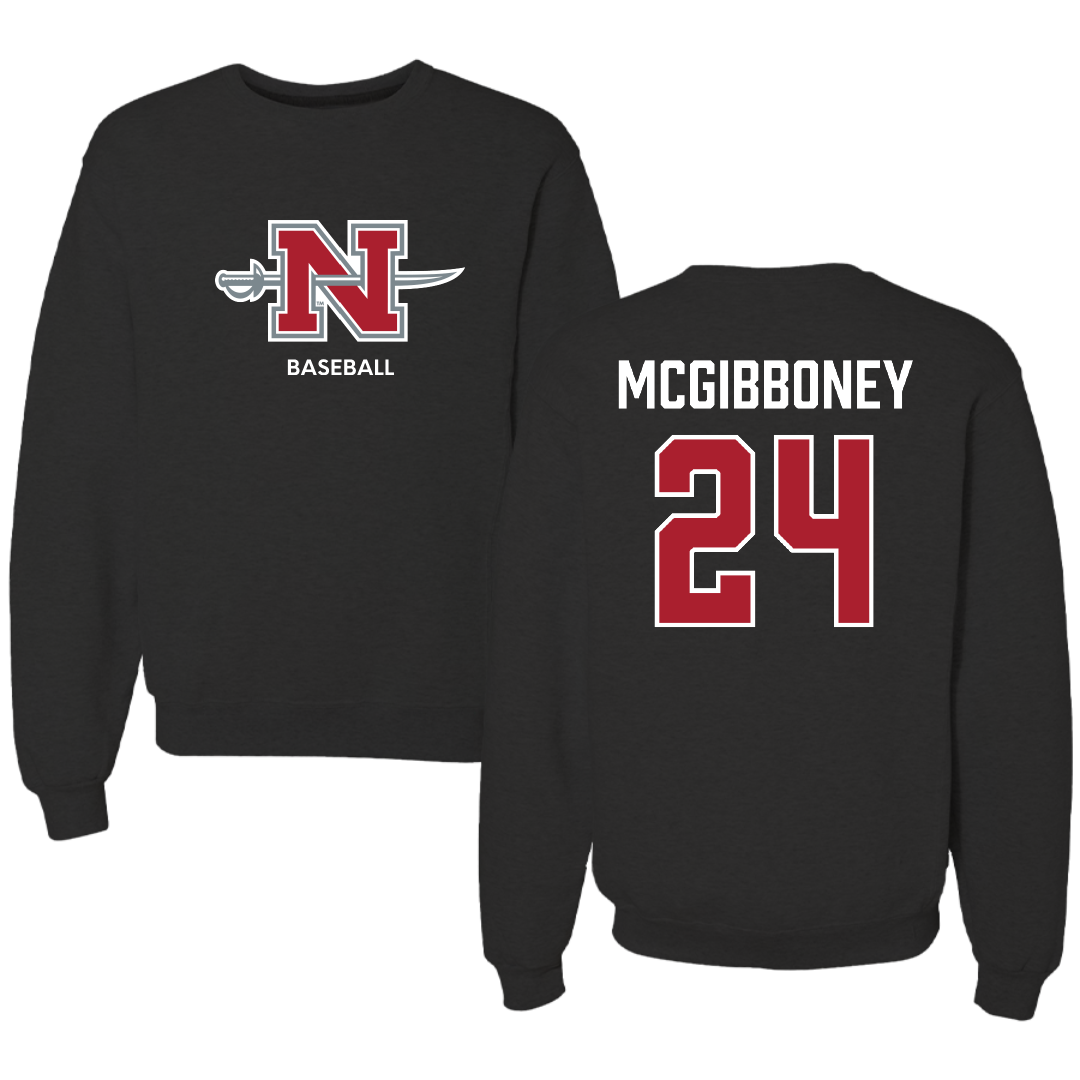 Nicholls State University Baseball Black Mascot Crewneck - #24 Luke McGibboney