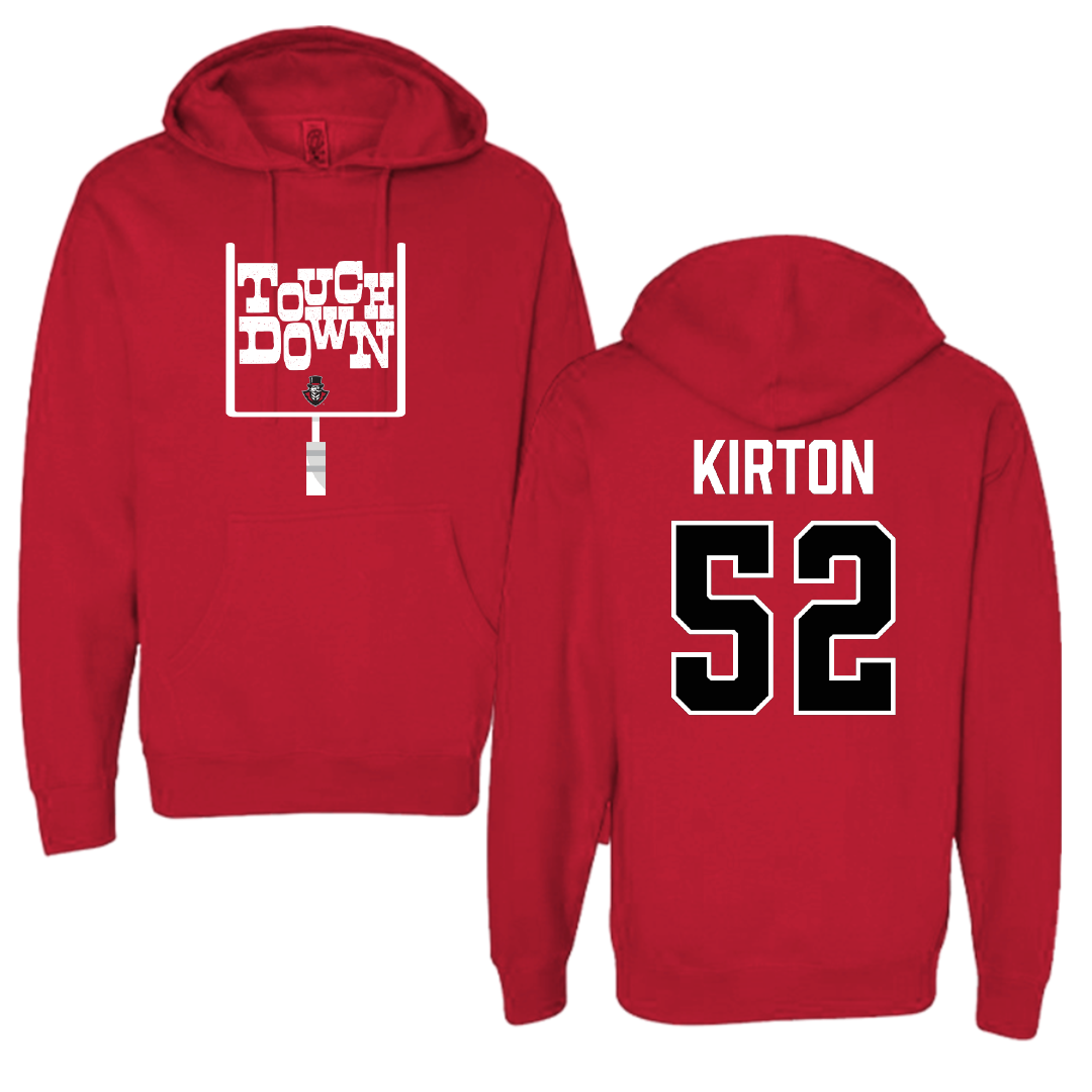Austin Peay State University Football Red Touchdown Hoodie - #52 Chandler Kirton