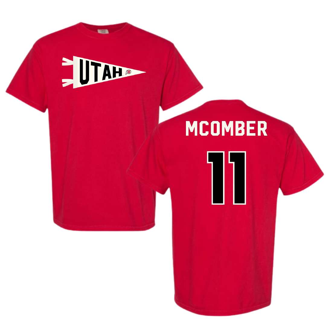 University of Utah Beach Volleyball Red Pennant Comfort Colors Tee - #11 Azure McOmber