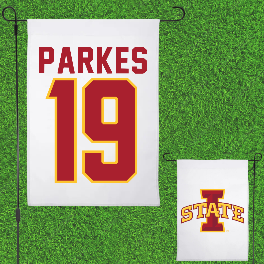Iowa State University Football White Garden Flag - #19 Michael Parkes