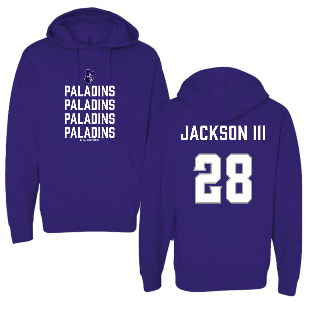 Furman University Football Purple General Hoodie - #28 Eddie Jackson III