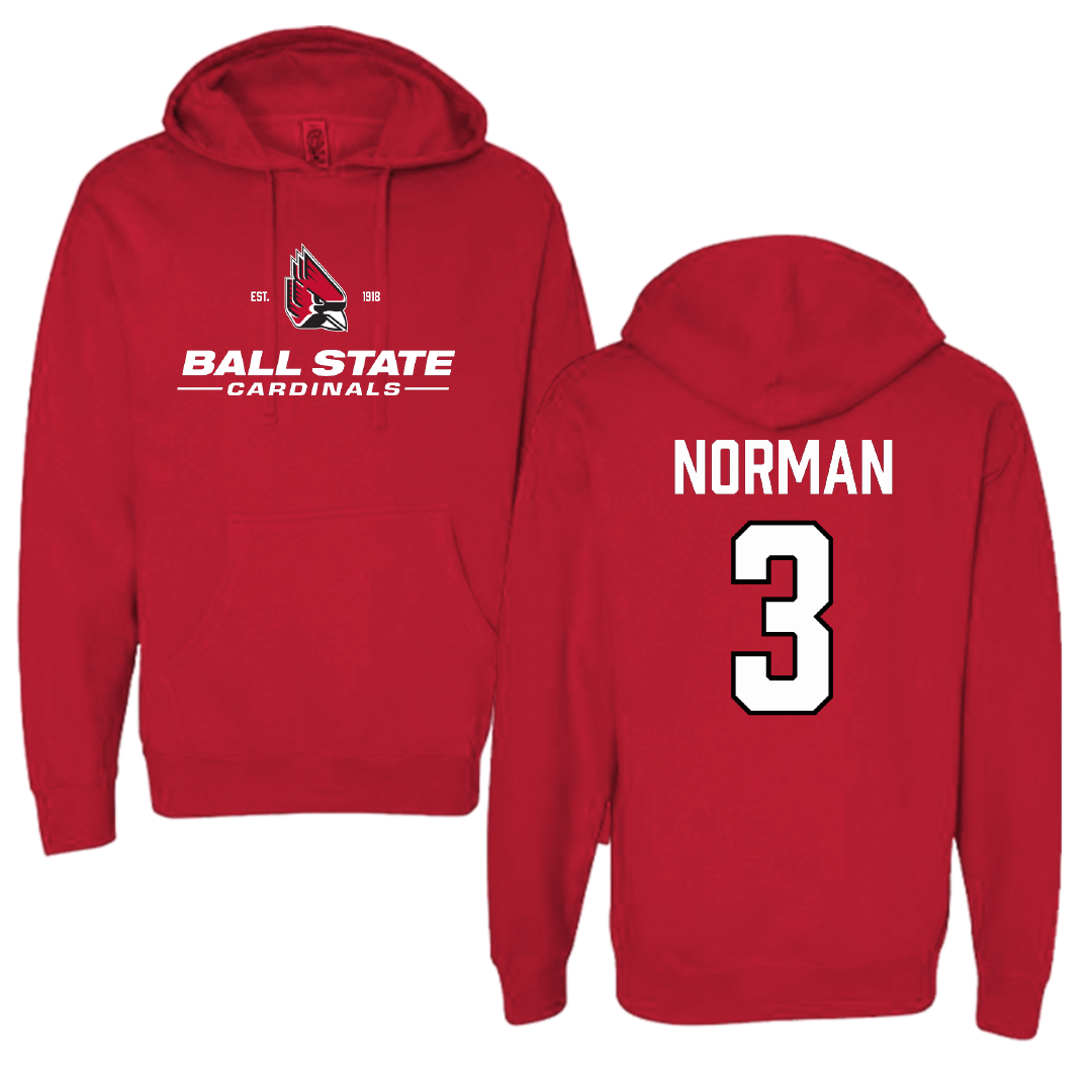Ball State University Basketball Red General Hoodie - #3 Karsyn Norman