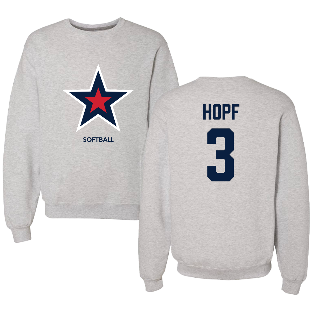 Robert Morris University Softball Light Gray Crewneck - #3 Kaylyn Hopf