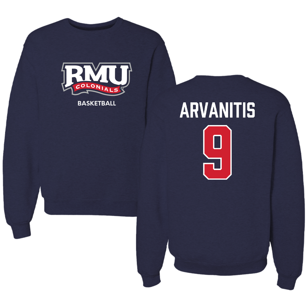 Robert Morris University Basketball (M) Navy RMU Crewneck - #9 Cyril Arvanitis