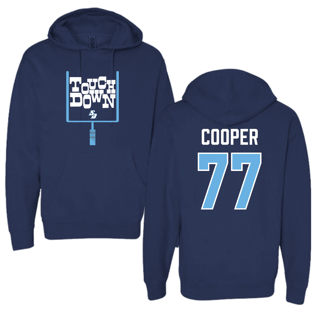 University of San Diego Football Navy Touchdown Hoodie - #77 Malachi Cooper