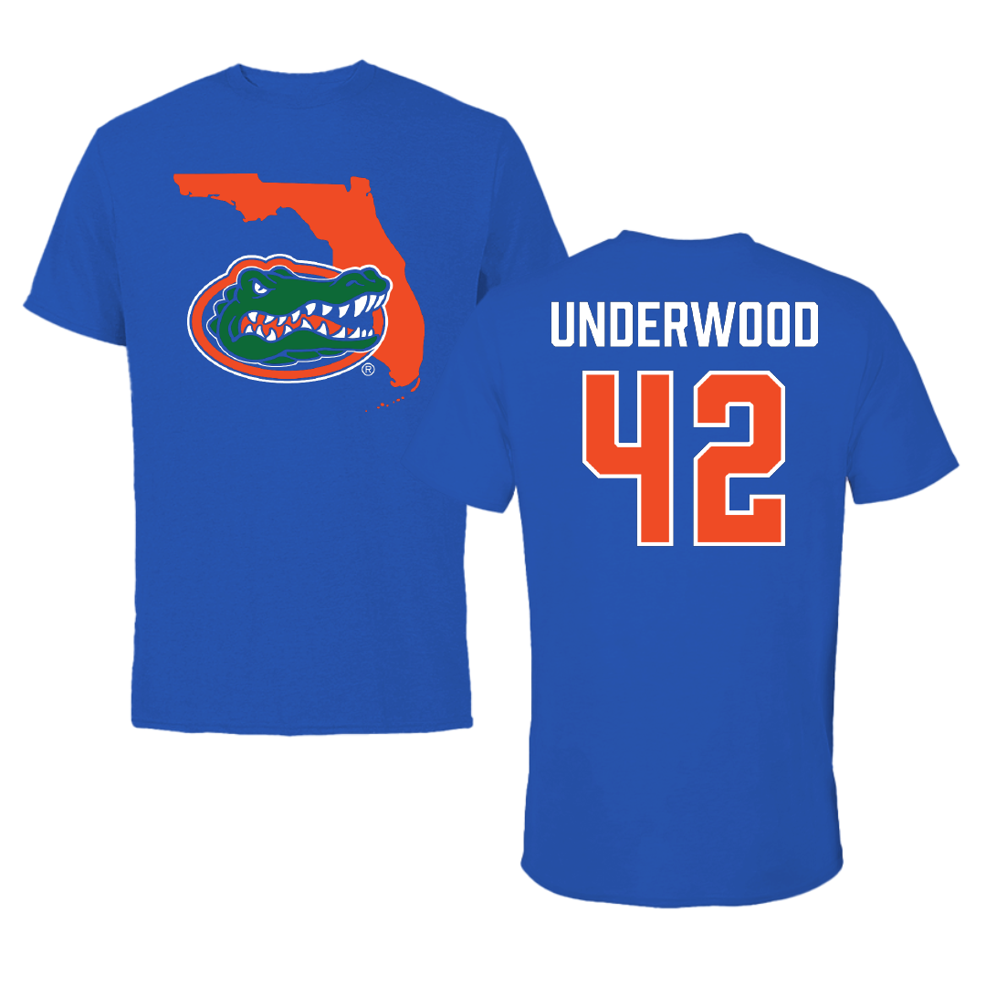 University of Florida Football Blue State Tee - #42 Rocco Underwood