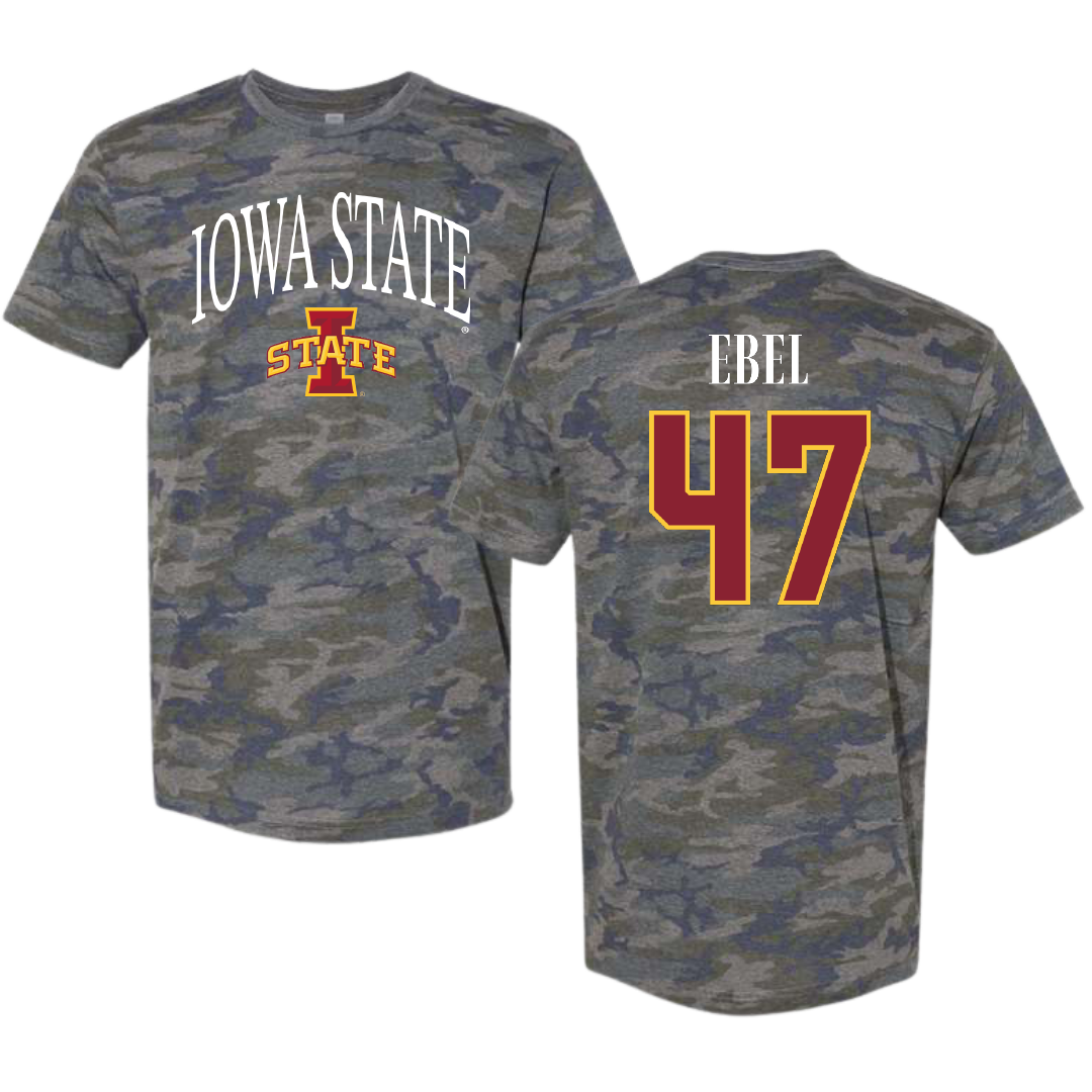 Iowa State University Football Vintage Camo Tee - #47 Kooper Ebel
