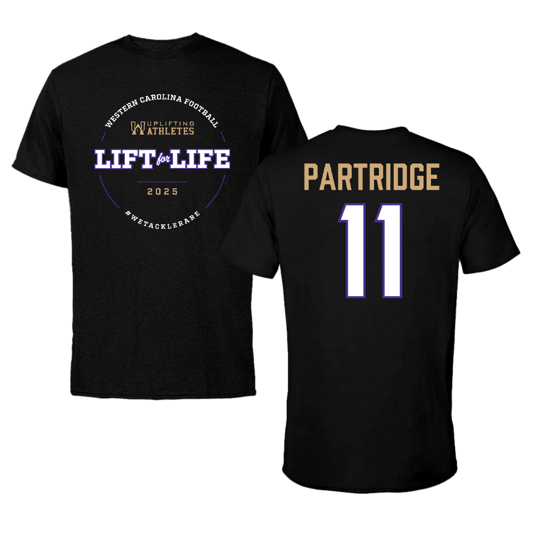 Western Carolina University Football Black Uplifting Athletes Football Tee - #11 Kenyon Partridge