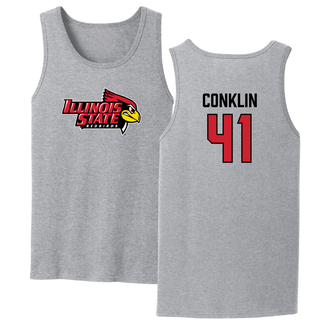 Illinois State University Baseball Sport Gray Tank Top - #41 MacCallan Conklin