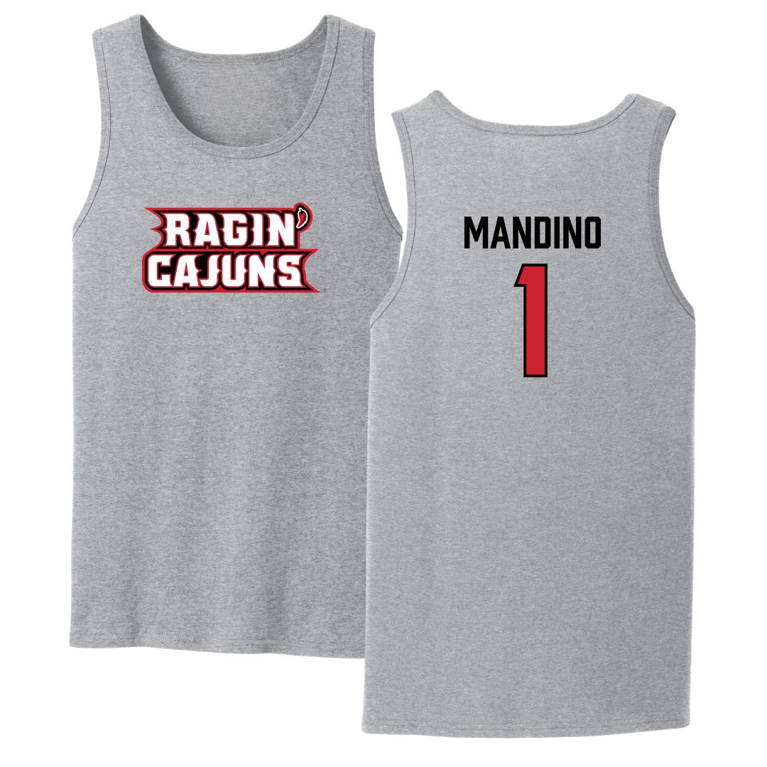 University of Louisiana at Lafayette Baseball Sport Gray Tank Top - #1 Maddox Mandino