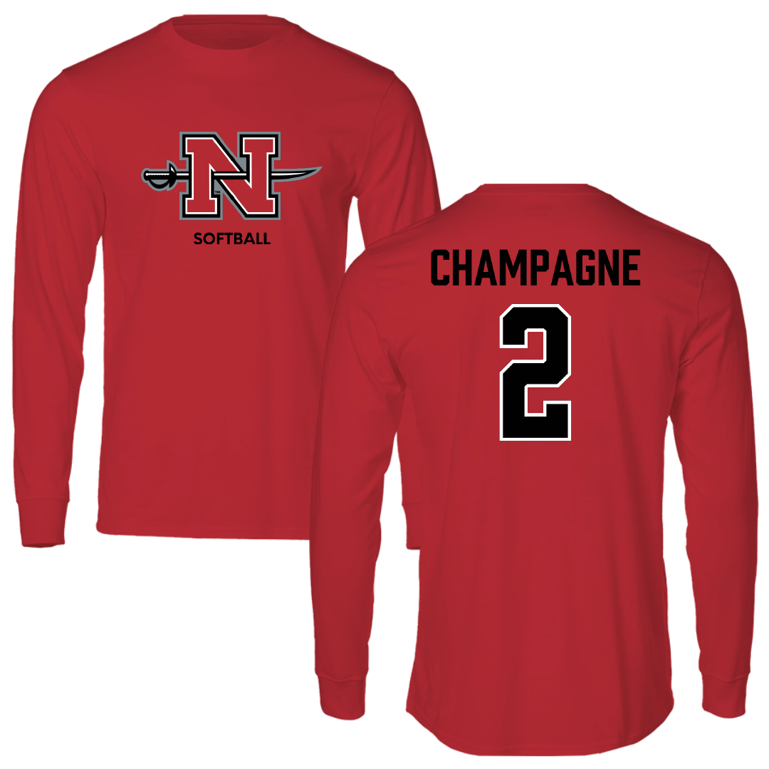 Nicholls State University Softball Red Mascot Long Sleeve - #2 Mckenzie Champagne