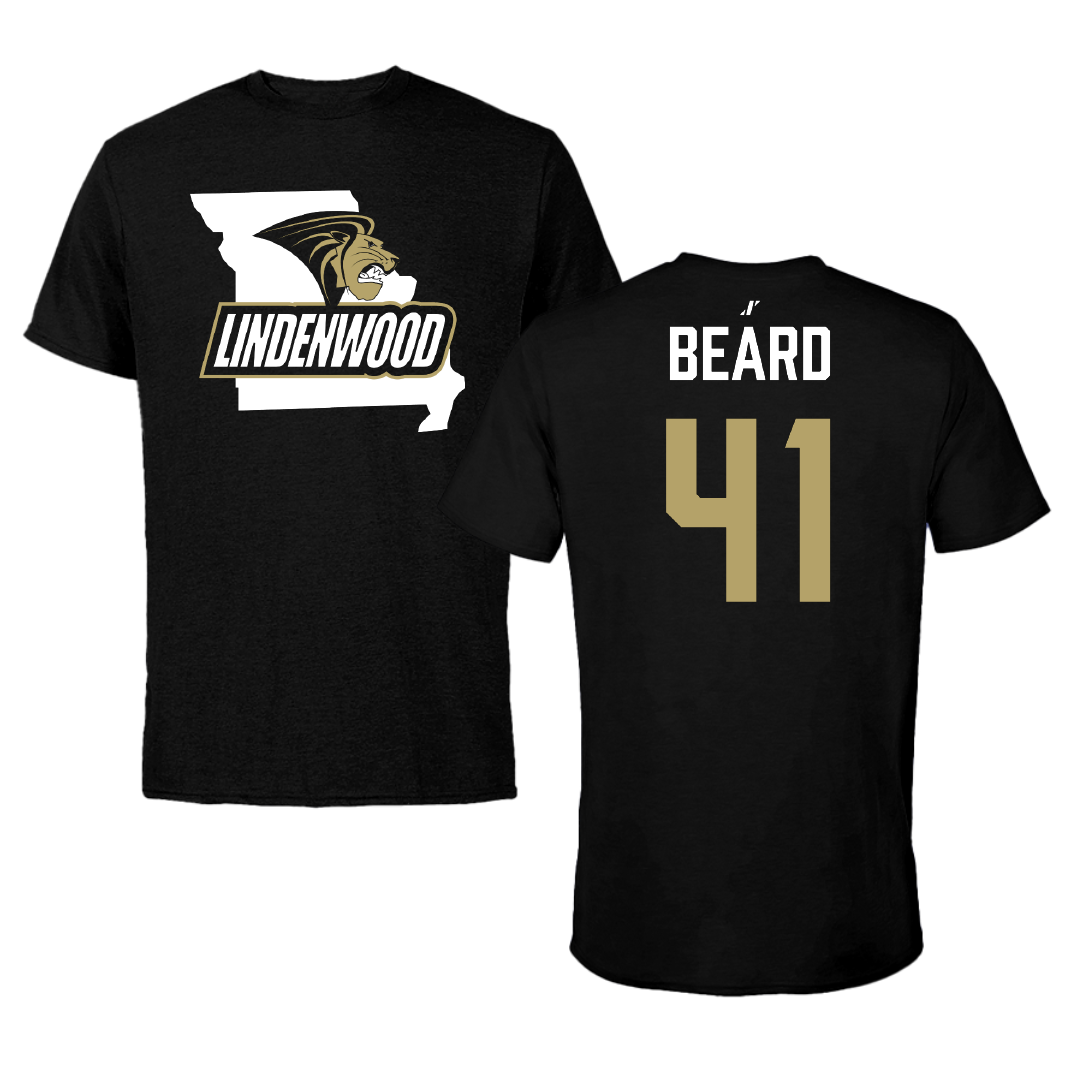 Lindenwood University Football Black State Tee - #41 Ethan Beard