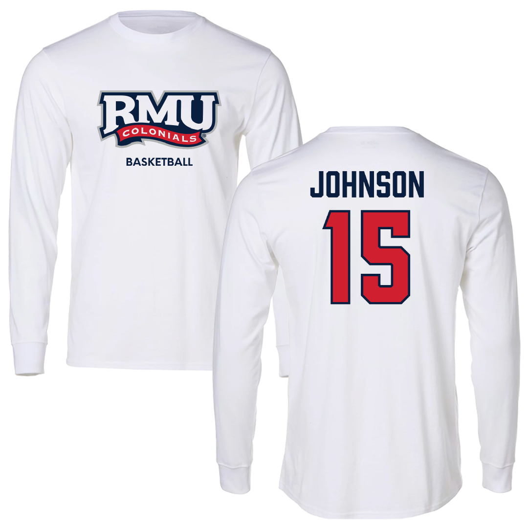 Robert Morris University Basketball (W) White Performance Long Sleeve - #15 Natalie Johnson