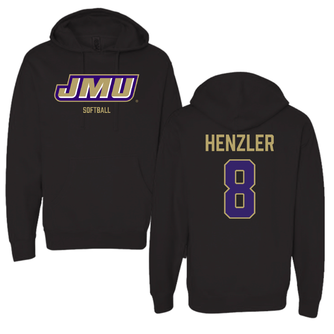 James Madison University Softball Black Hoodie - #8 Bella Henzler
