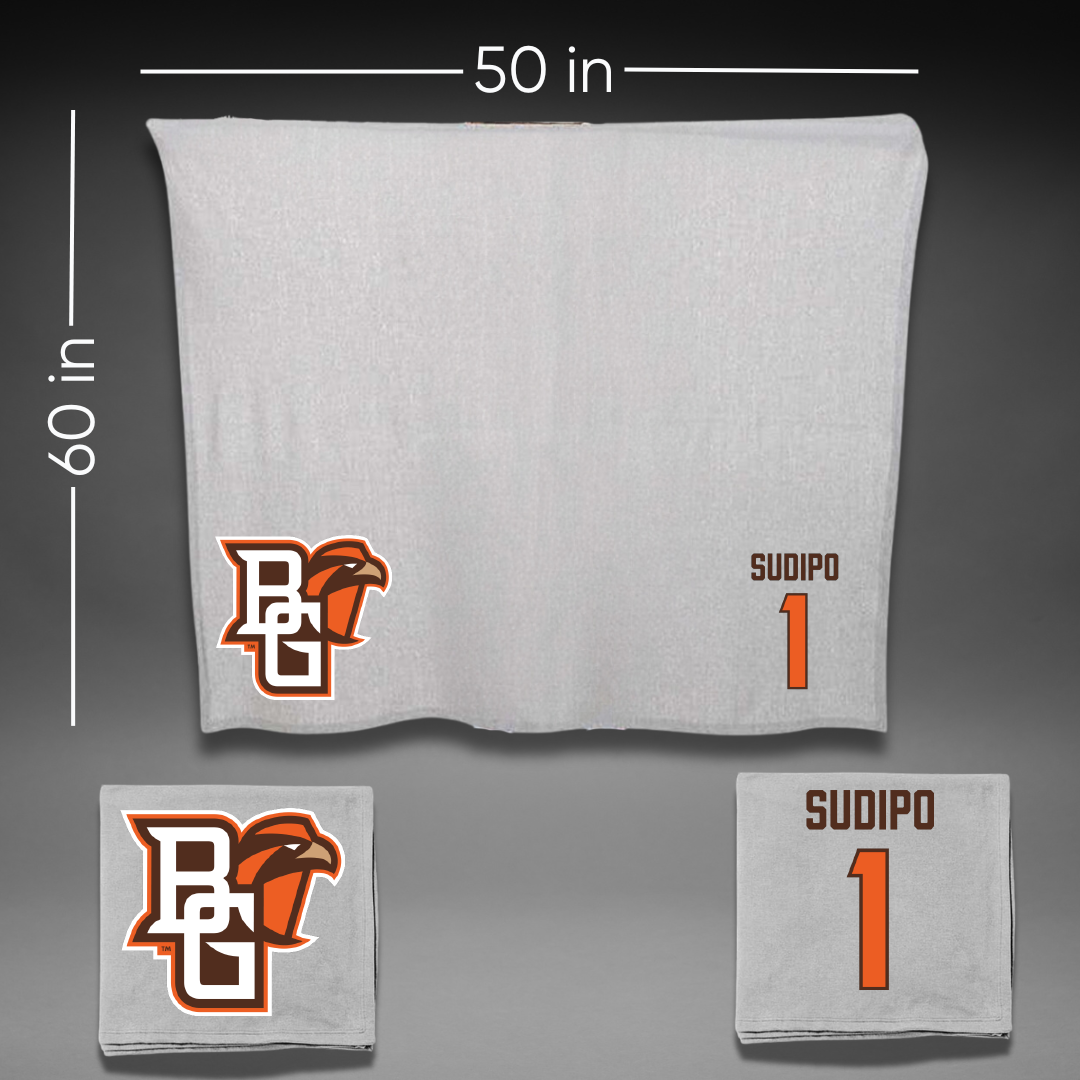 Bowling Green State University Football Gray Blanket - #1 Mateo Sudipo