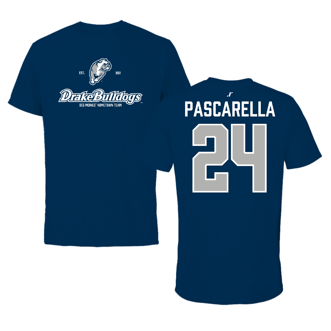 Drake University Soccer Navy General Performance Tee - #24 Jordan Pascarella