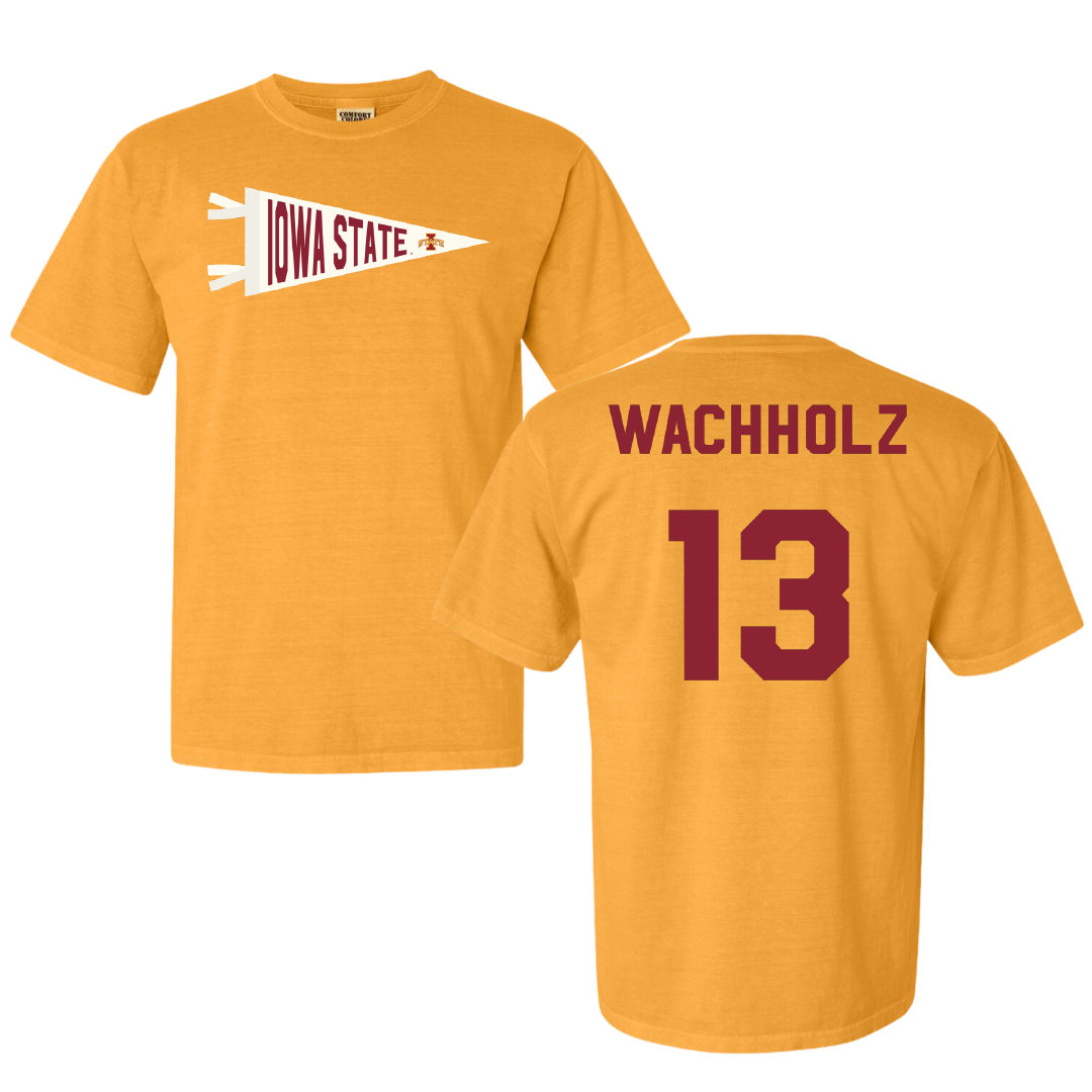 Iowa State University Volleyball Gold Pennant Comfort Colors Tee - #13 Lilly Wachholz