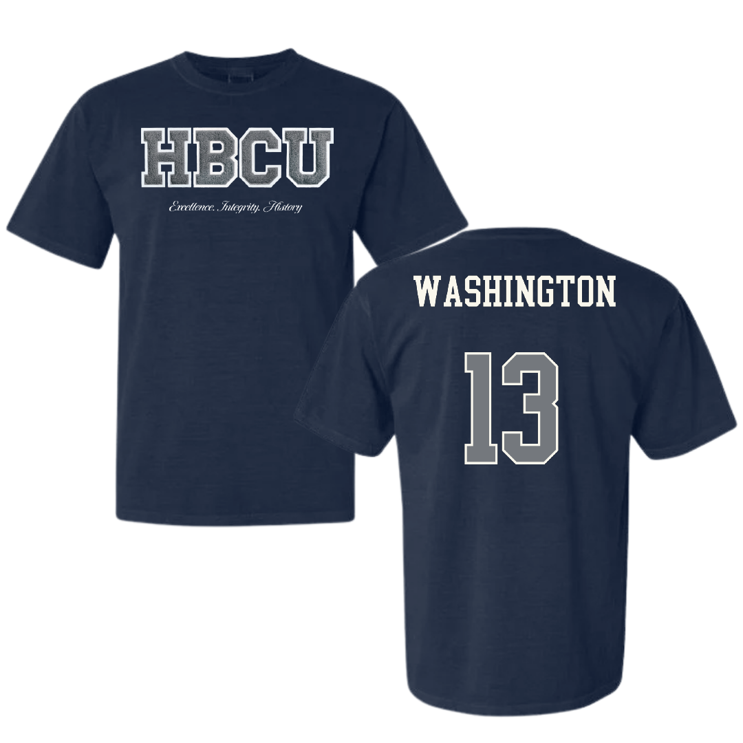 Jackson State University Volleyball (W) Navy HBCU Varsity Comfort Colors Tee - #13 Makenzie Washington