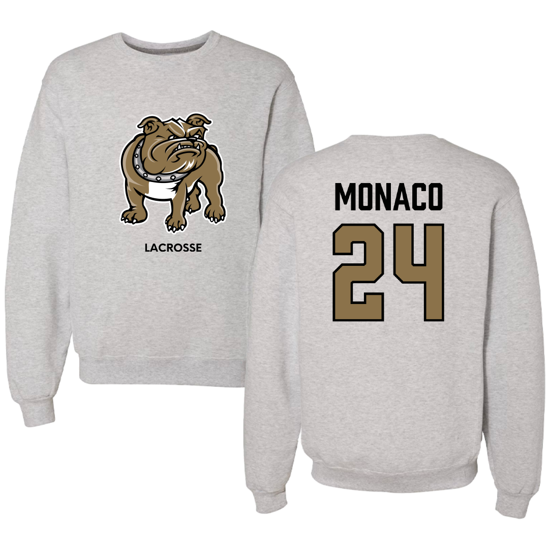 Bryant University Lacrosse (M) Light Gray Crewneck - #24 AJ Monaco
