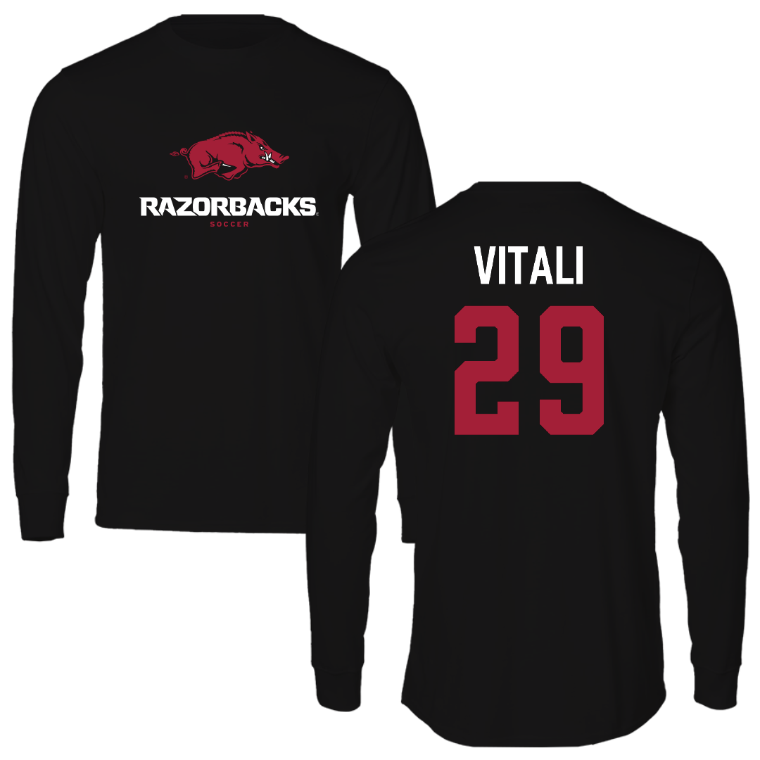 University of Arkansas Soccer Black Performance Long Sleeve - #29 Evie Vitali