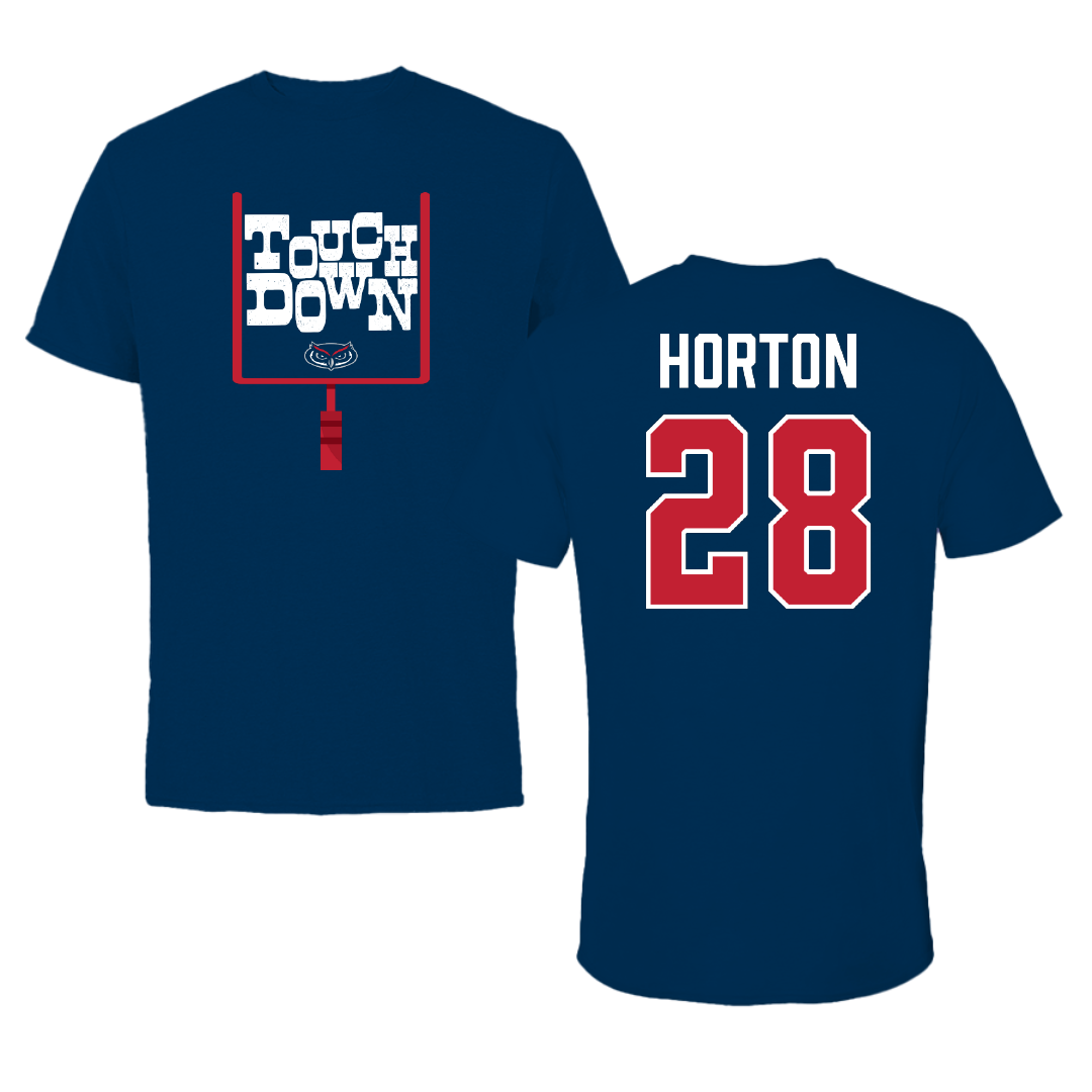 Florida Atlantic University Football Navy Touchdown Performance Tee - #28 Zyere Horton