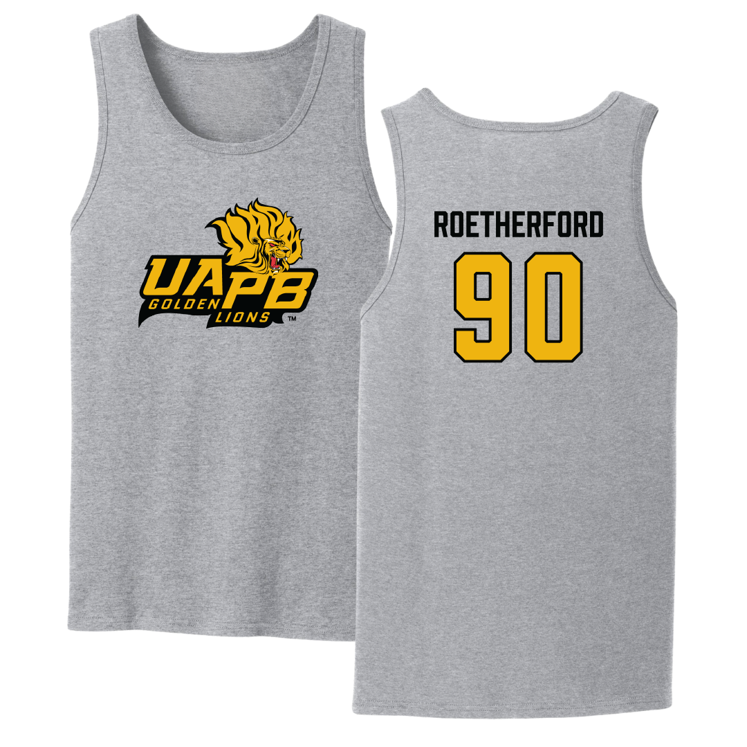 University of Arkansas-Pine Bluff Football Sport Gray Tank Top - #90 Cameron Roetherford