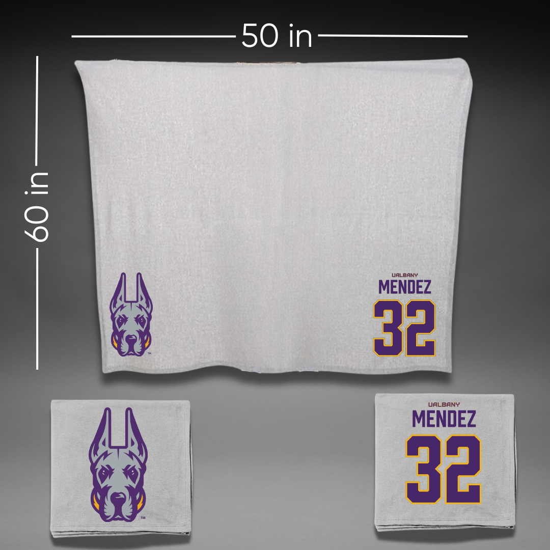 University at Albany Softball Gray Blanket - #32 Natasha Mendez