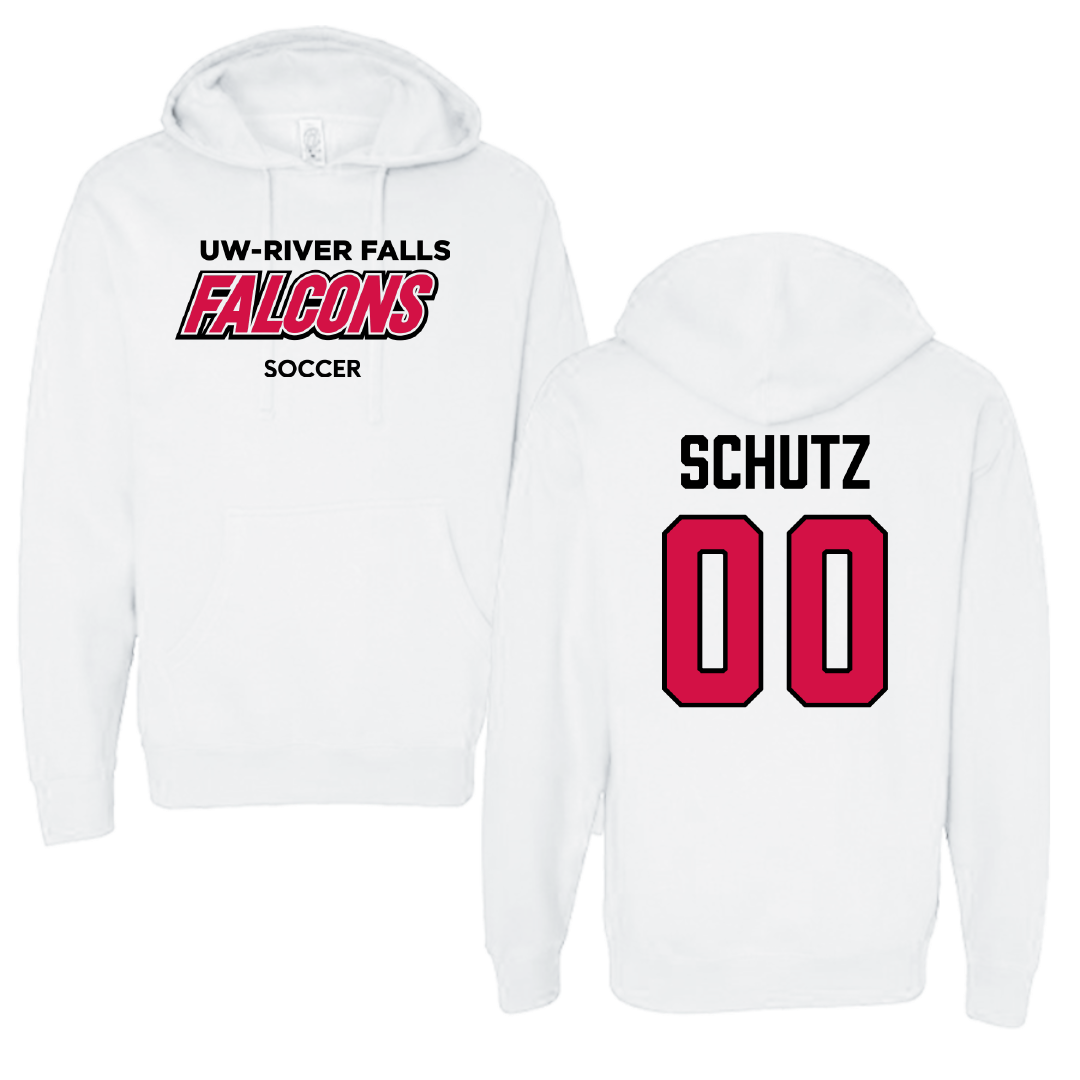 University of Wisconsin-River Falls Soccer (W) White Falcons Hoodie - #00 Lauryn Schutz