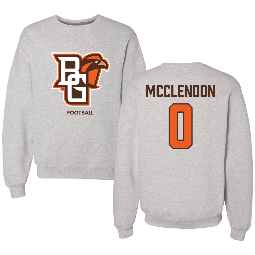 Bowling Green State University Football Light Gray Crewneck - #0 Darius McClendon