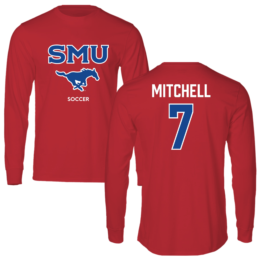 Southern Methodist University Soccer (M) Red Long Sleeve - #7 Jaylinn Mitchell