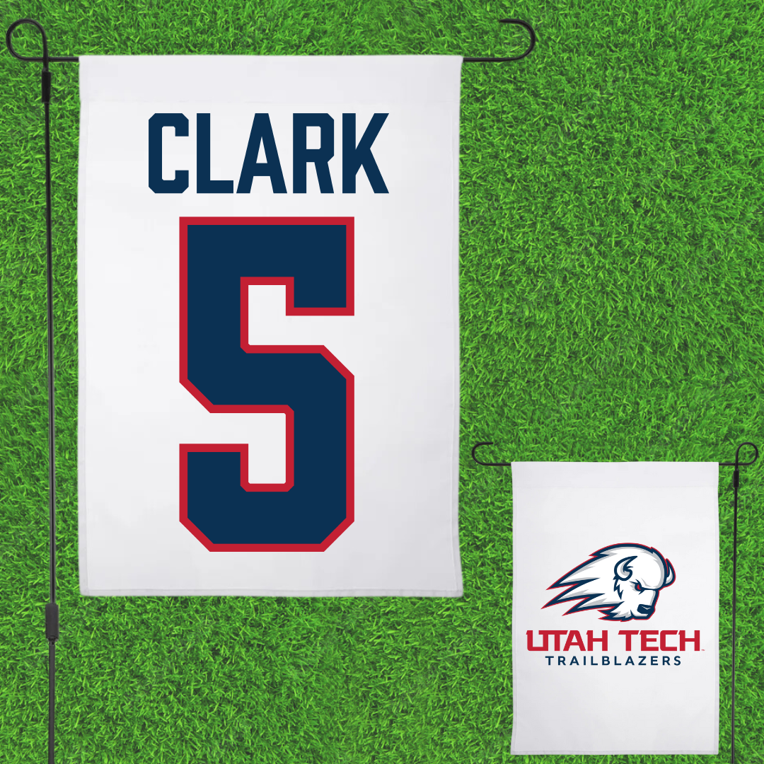 Utah Tech University Baseball White Garden Flag - #5 Cayden Clark