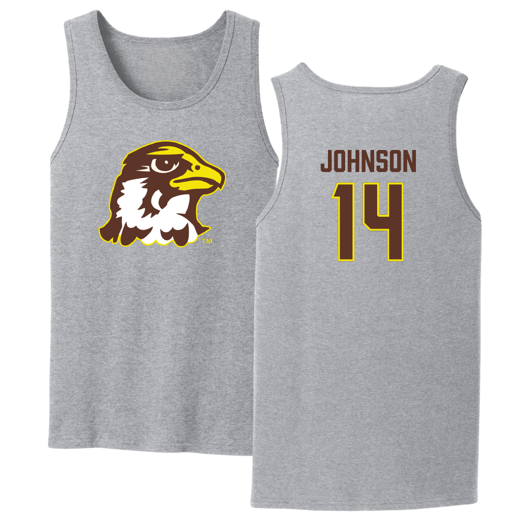Quincy University Football Sport Gray Tank Top - #14 Luke Johnson