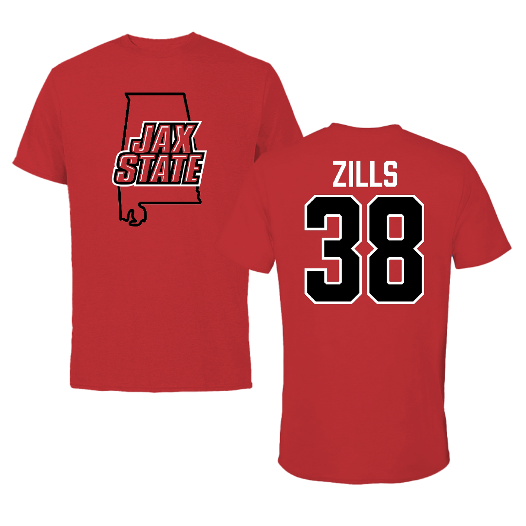 Jacksonville State University Football Red State Performance Tee - #38 Nate Zills