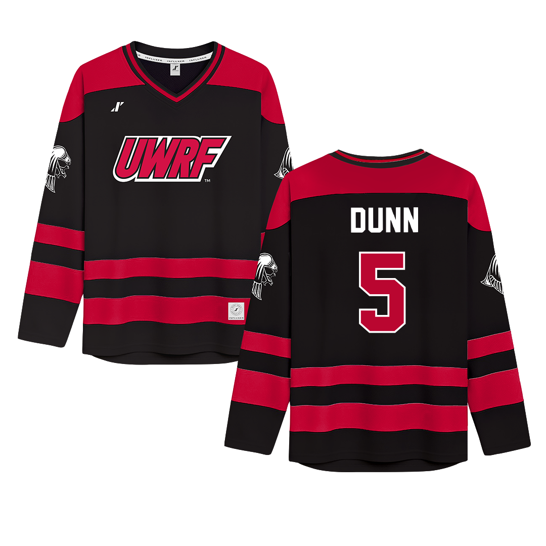 University of Wisconsin-River Falls Black Hockey Jersey - #5 Mackenzie Dunn