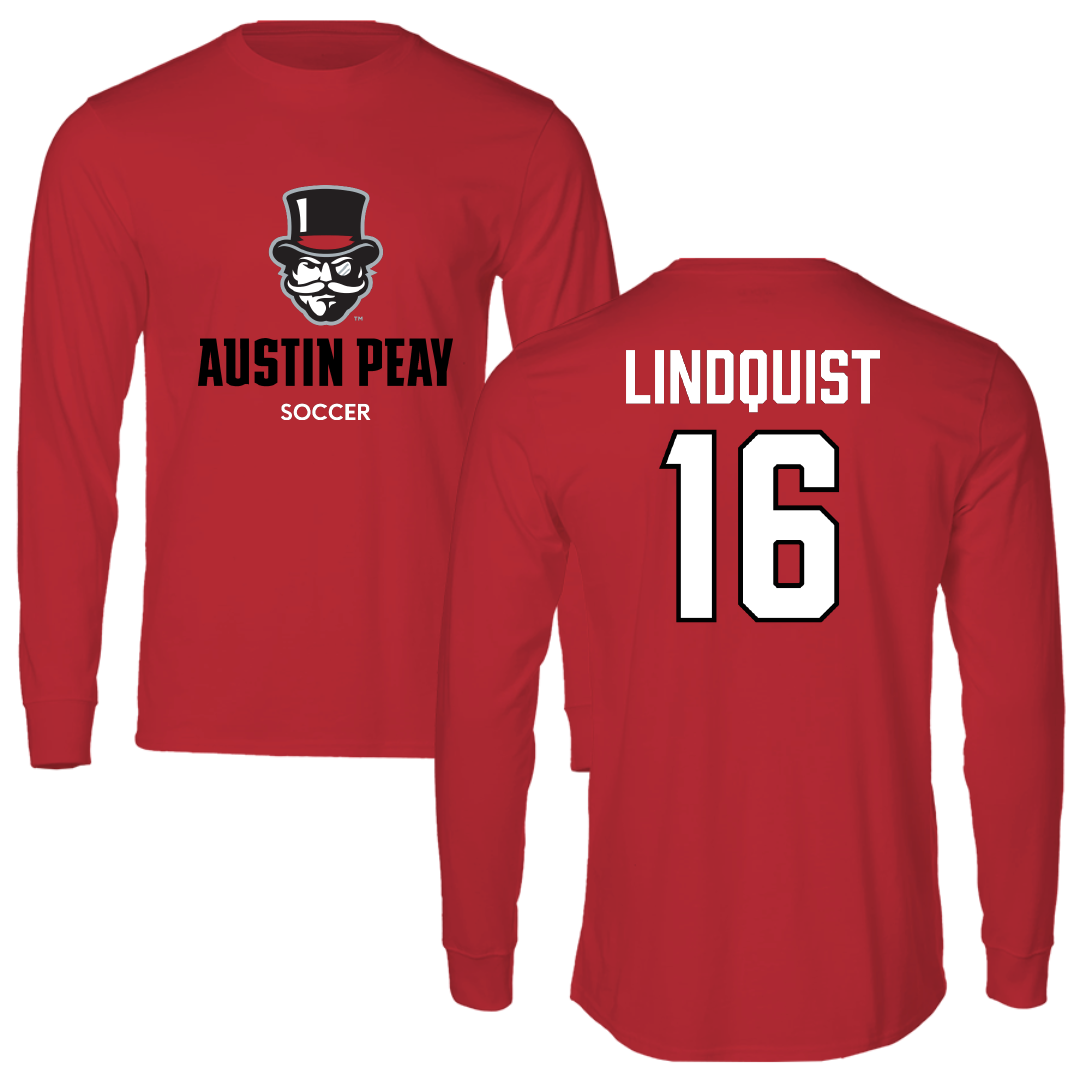 Austin Peay State University Soccer (W) Red Mascot Long Sleeve - #16 Haley Lindquist