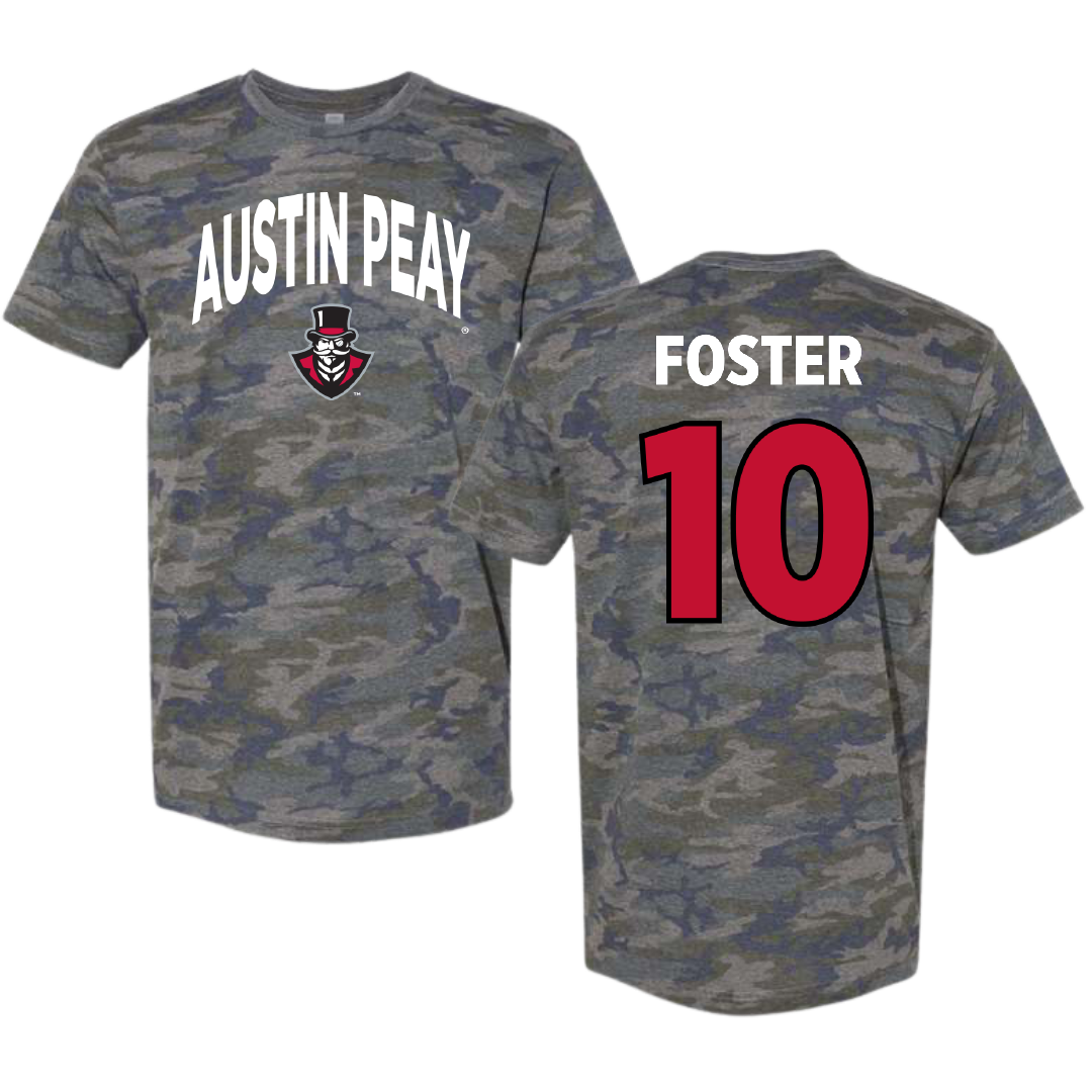 Austin Peay State University Basketball Vintage Camo Tee - #10 La’Nya Foster