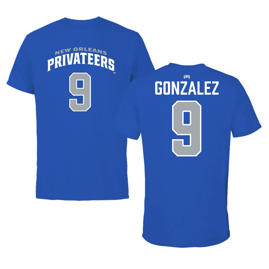University of New Orleans Baseball Blue Jersey Tee - #9 Matt Gonzalez