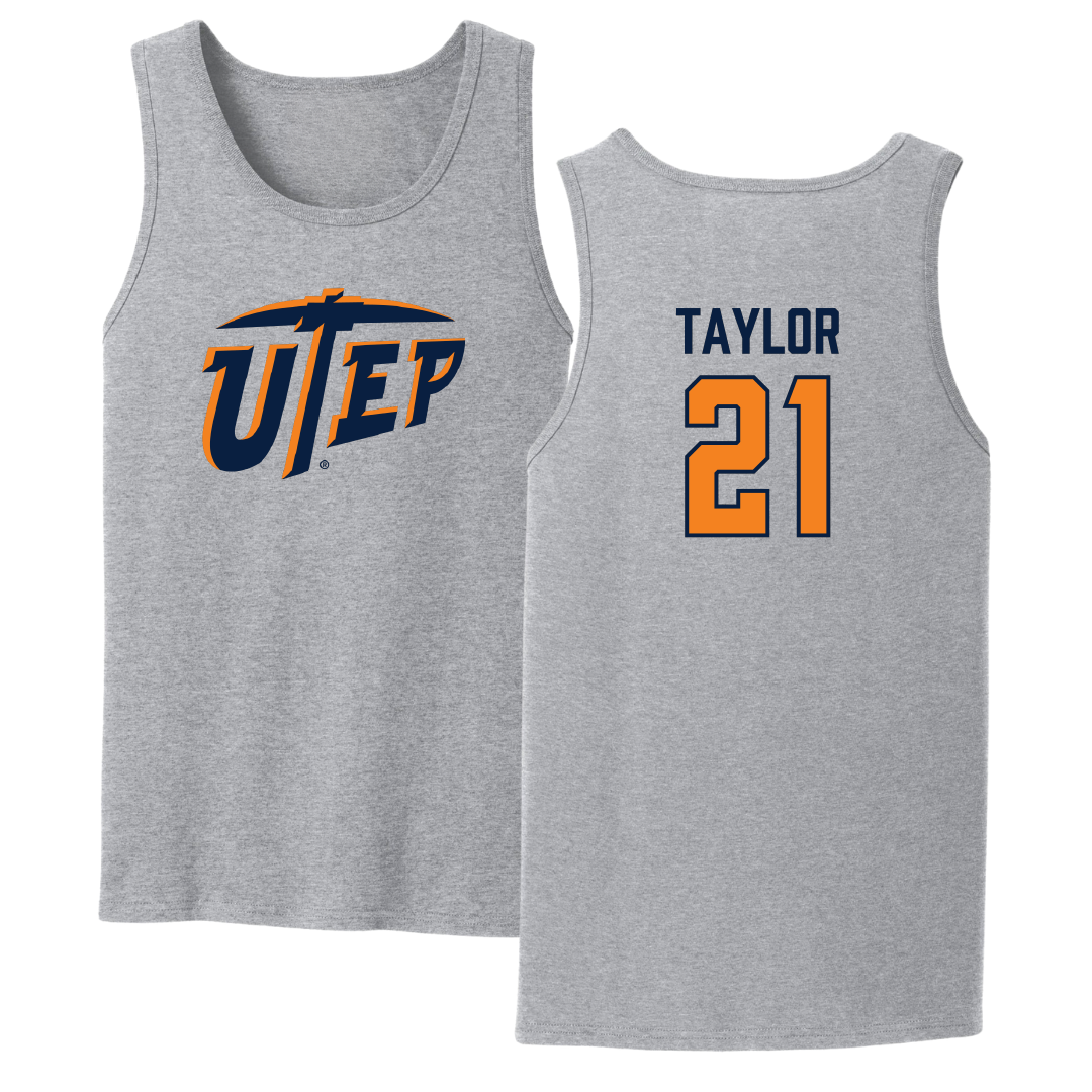 University of Texas at El Paso Football Sport Gray Tank Top - #21 Marquez Taylor