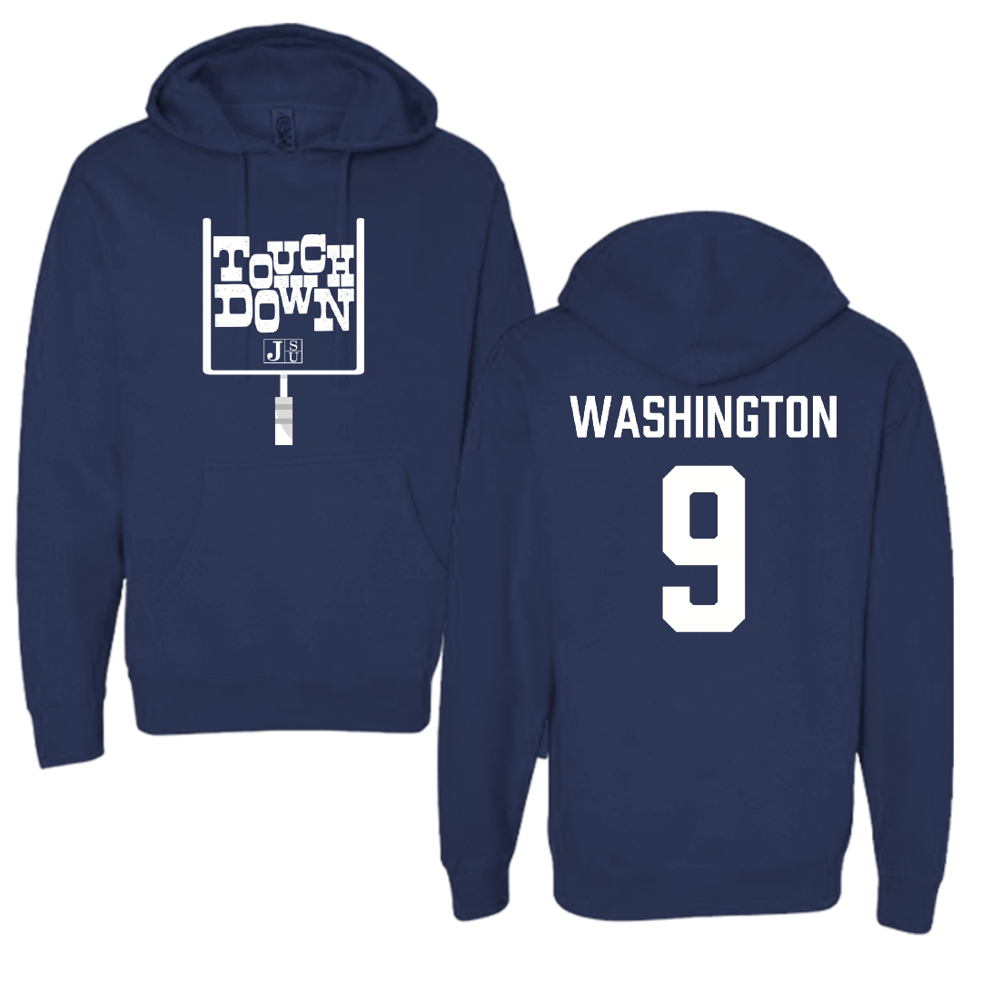 Jackson State University Football Navy Touchdown Hoodie - #9 BJ Washington