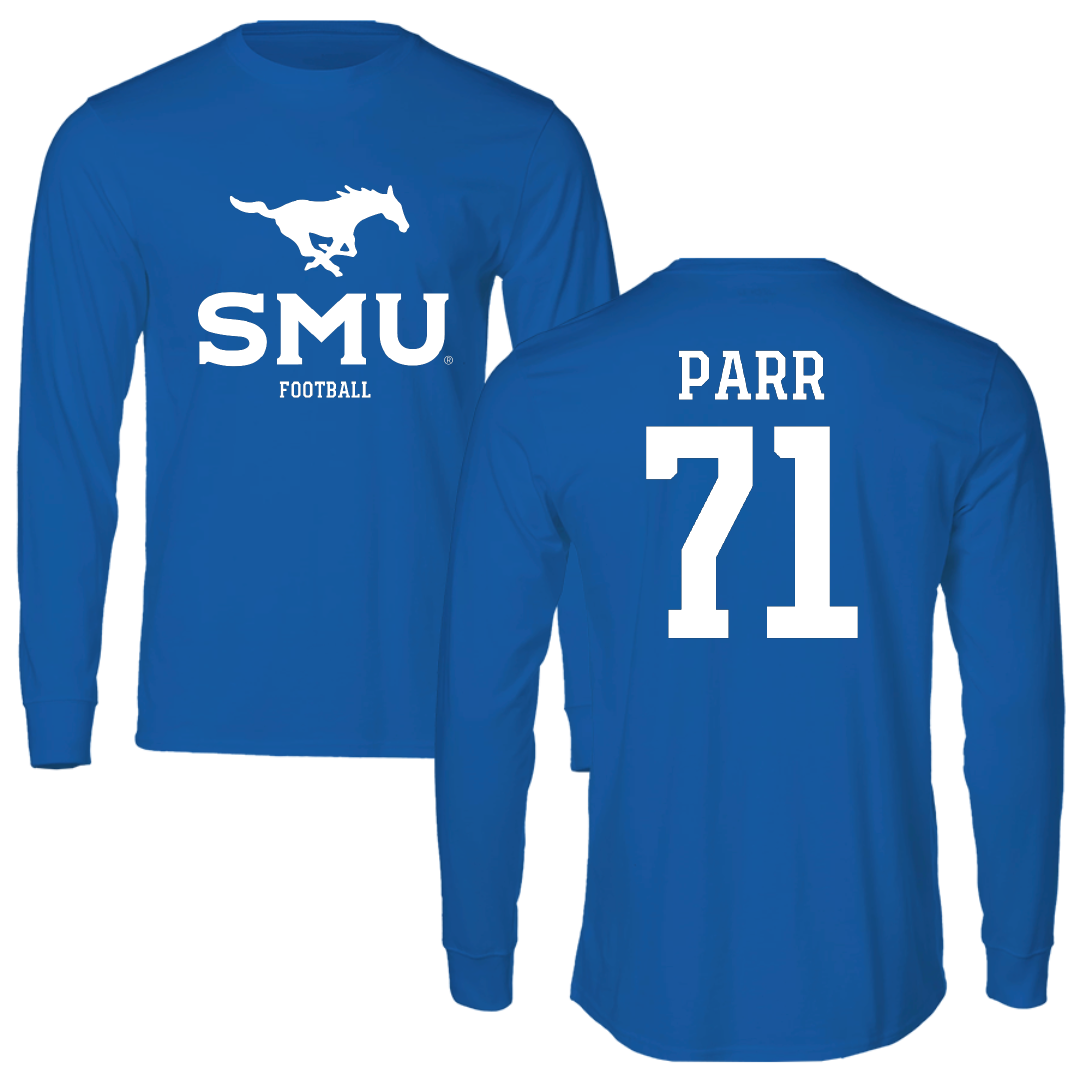 Southern Methodist University Football Blue Mascot Long Sleeve - #71 Logan Parr