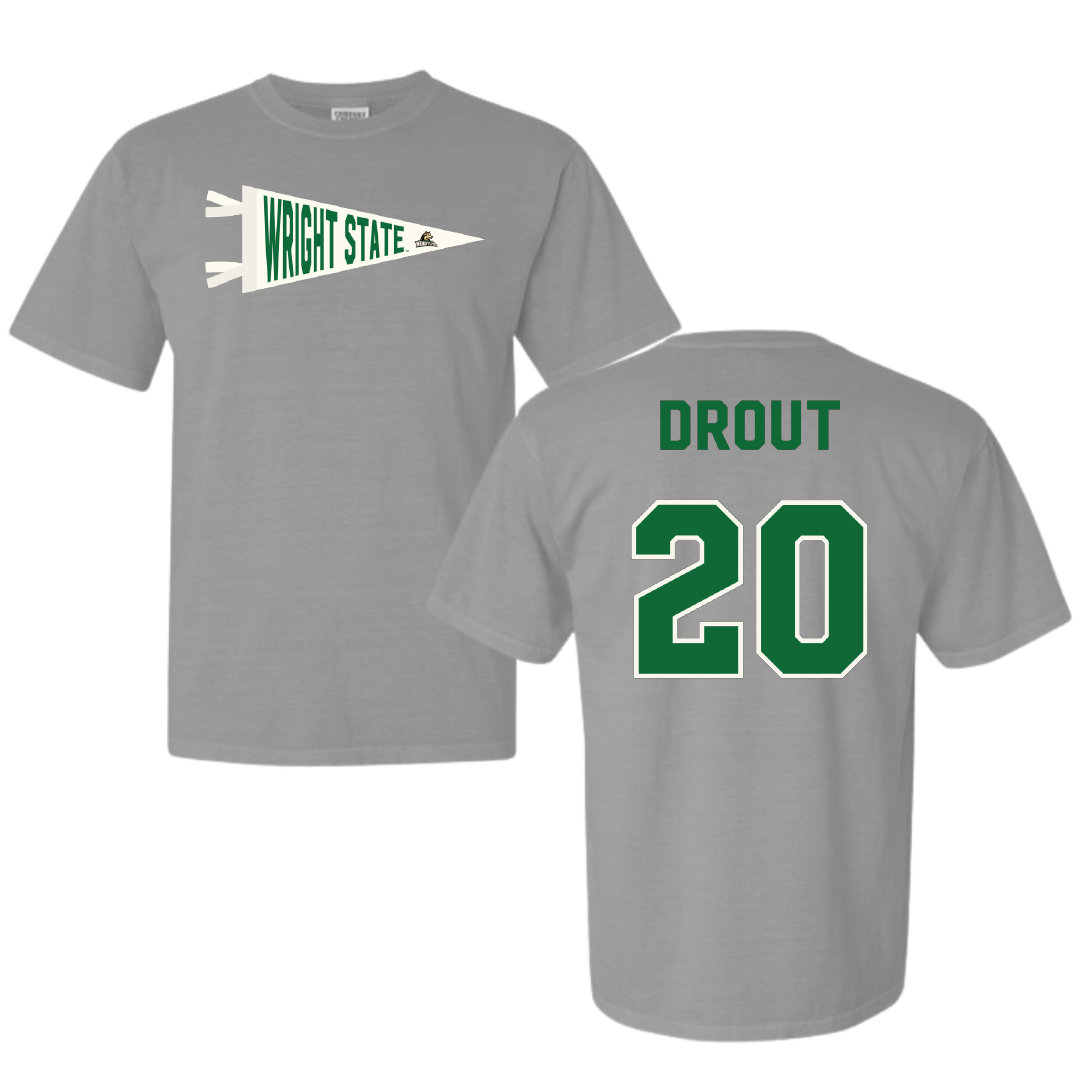 Wright State University Basketball Light Gray Pennant Comfort Colors Tee - #20 MaKenzie Drout