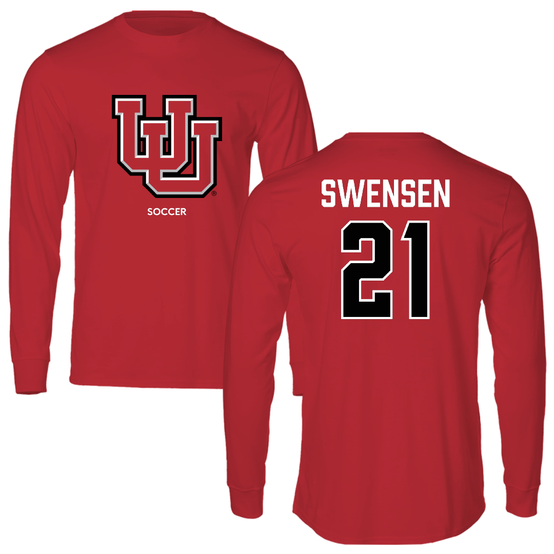 University of Utah Soccer (W) Red Block Performance Long Sleeve - #21 Ali Swensen