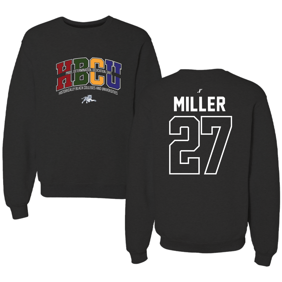 Jackson State University Football Black HBCU Crewneck - #27 Ahmad Miller