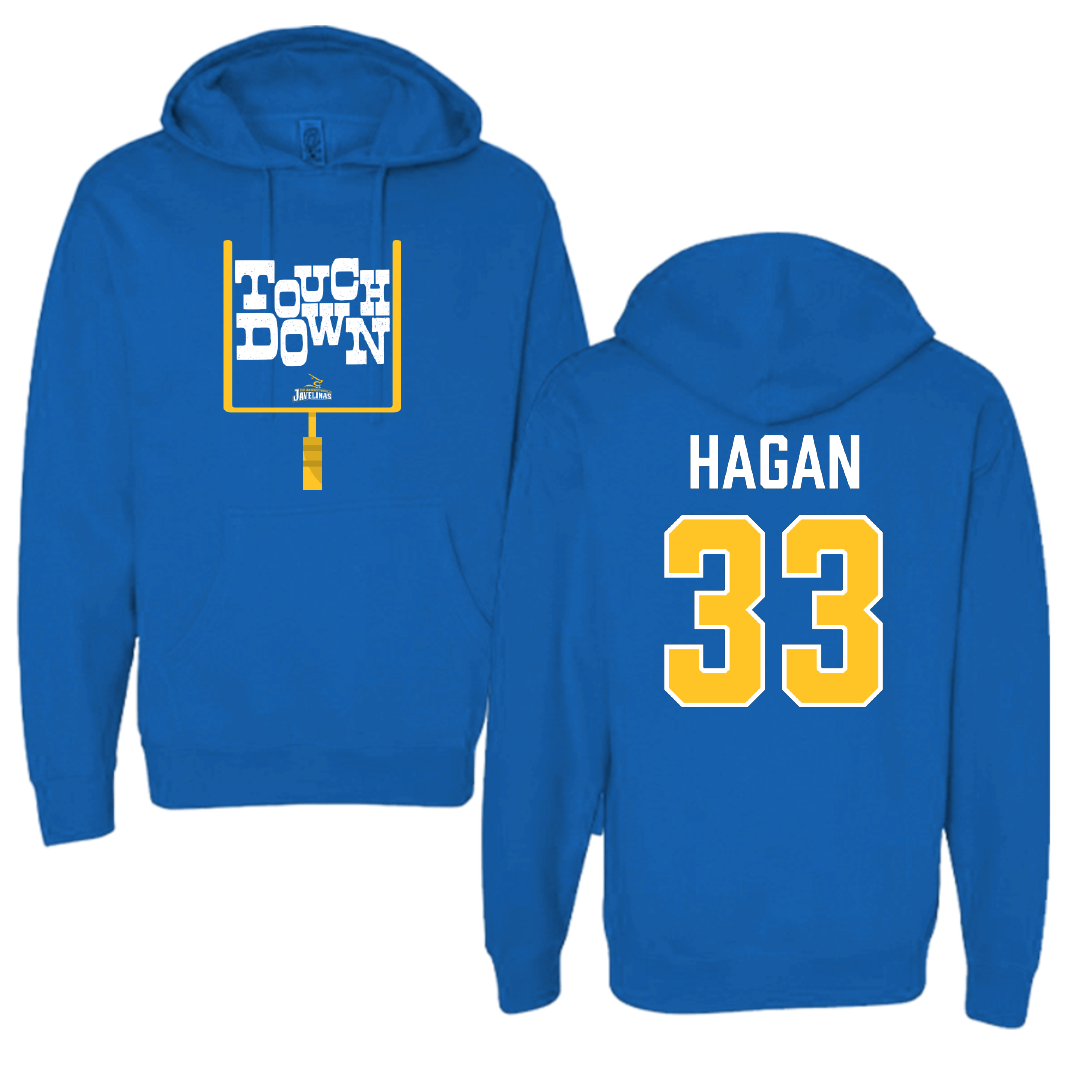 Texas A&M University-Kingsville Football Blue Touchdown Hoodie - #33 Roger Hagan