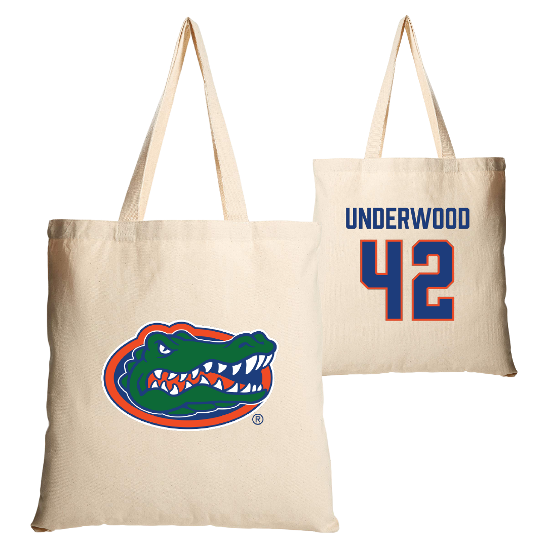 University of Florida Football Tan Canvas Tote Bag - #42 Rocco Underwood