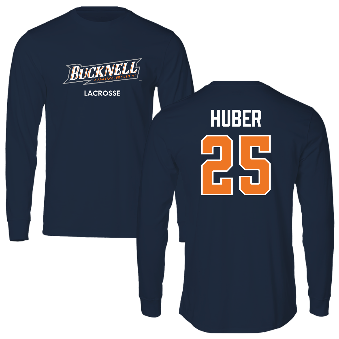 Bucknell University Lacrosse (M) Navy Performance Long Sleeve - #25 Hans Huber