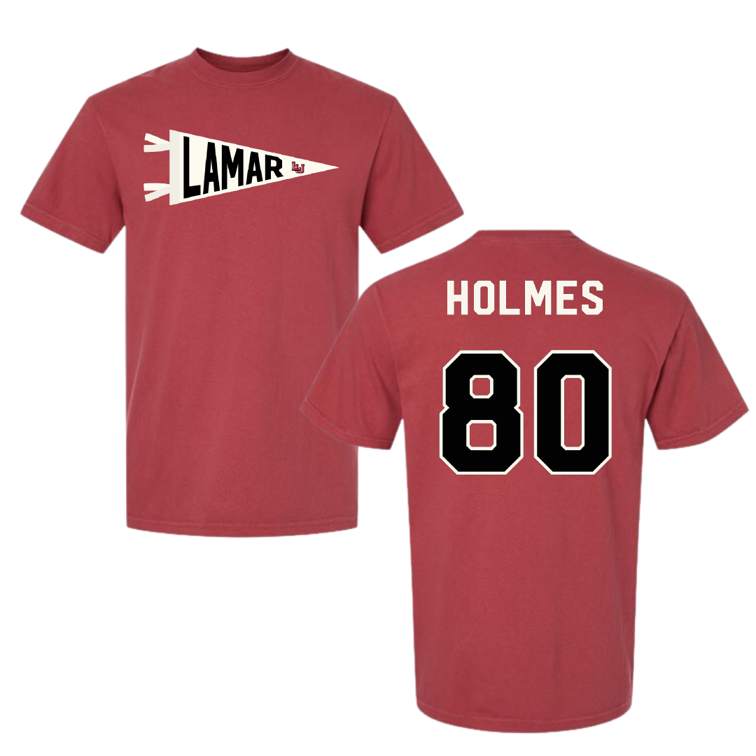 Lamar University Football Canvas Red Pennant Comfort Colors Tee - #80 Carter Holmes