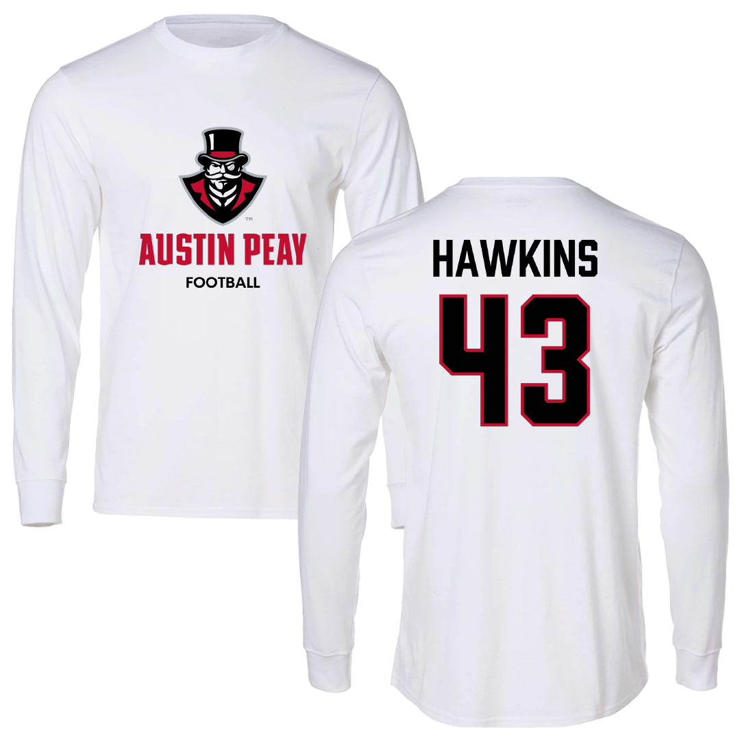 Austin Peay State University Football White Long Sleeve - #43 Garrett Hawkins
